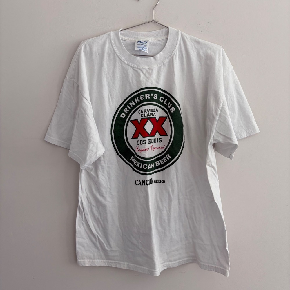 M&O Knits Dos Equis Drinkers Club Cancun Mexico White T-Shirt XL